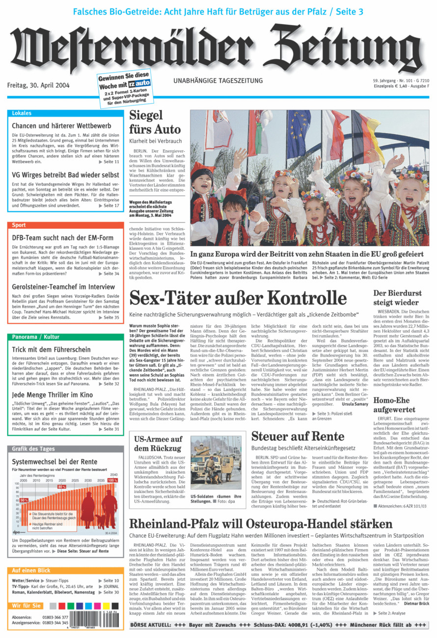 Westerwälder Zeitung vom Freitag, 30.04.2004