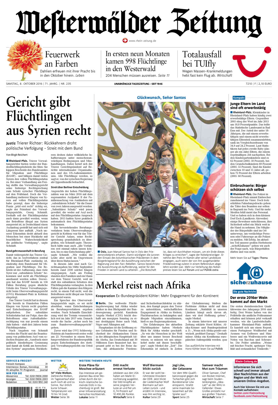 Westerwälder Zeitung vom Samstag, 08.10.2016