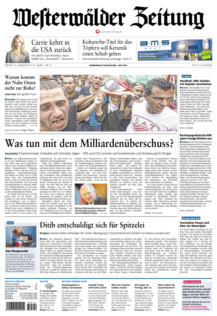 Westerwälder Zeitung vom Freitag, 13.01.2017