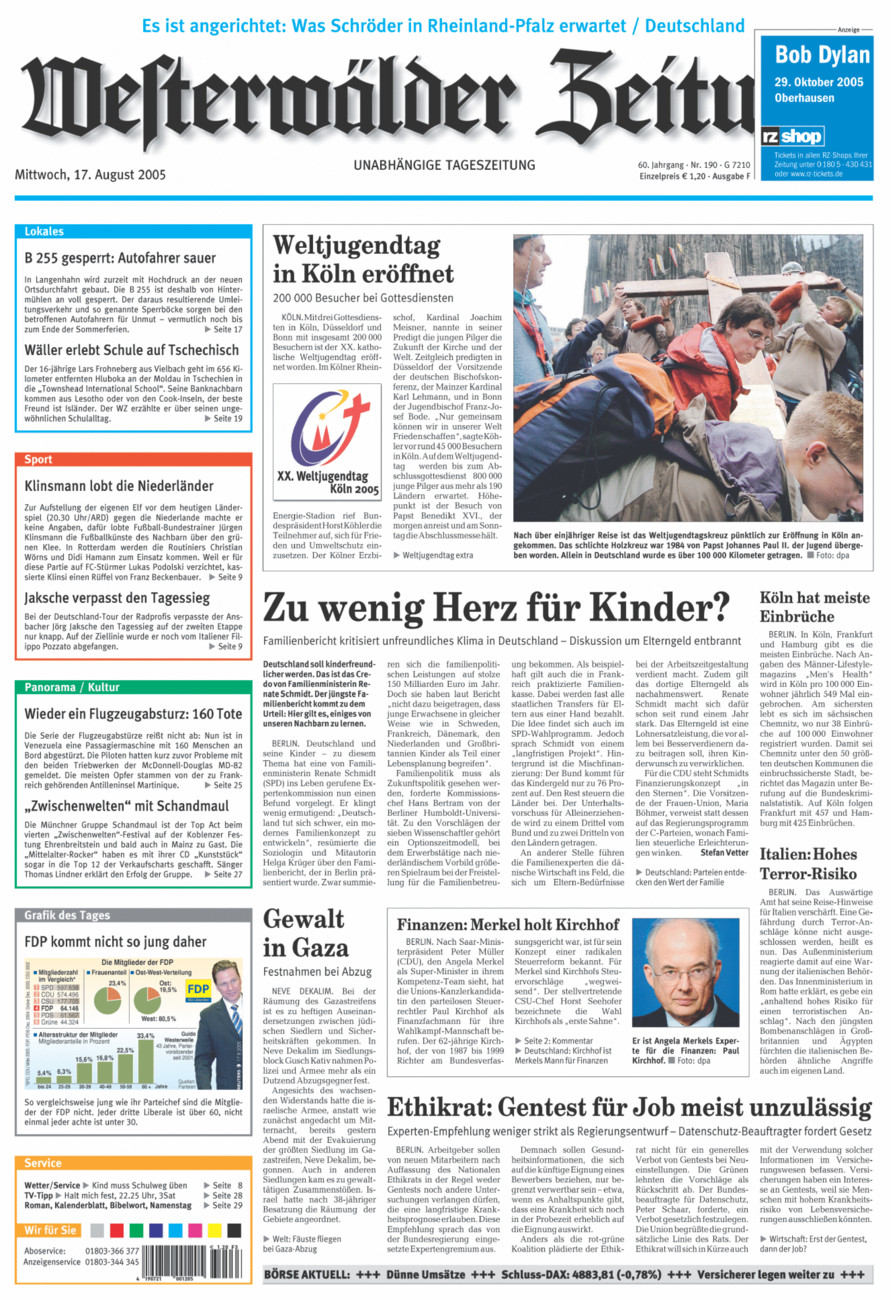 Westerwälder Zeitung vom Mittwoch, 17.08.2005