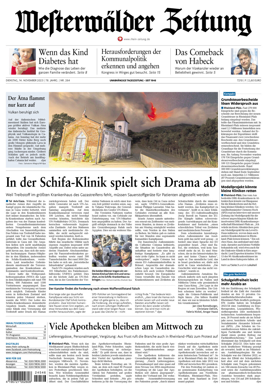 Westerwälder Zeitung vom Dienstag, 14.11.2023
