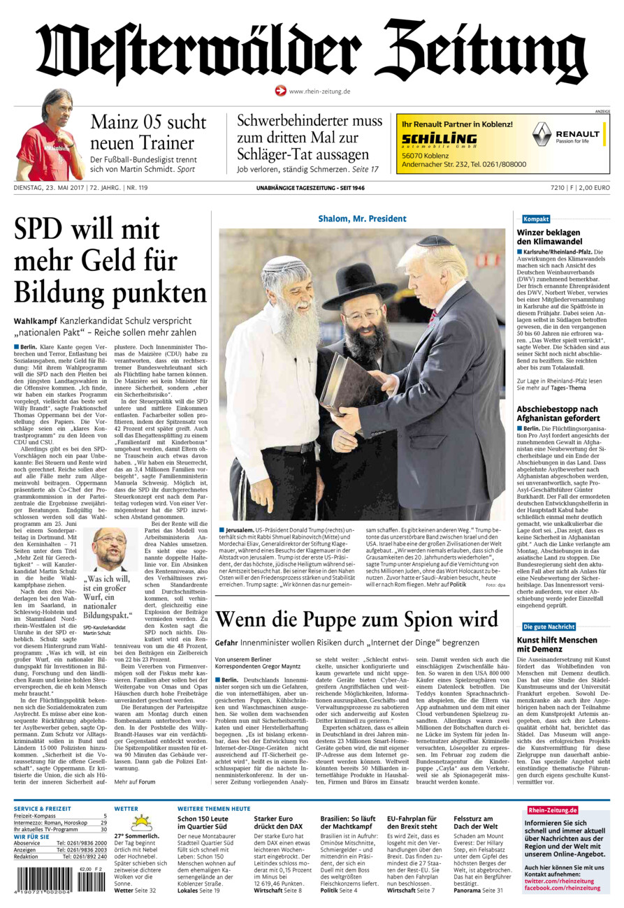 Westerwälder Zeitung vom Dienstag, 23.05.2017