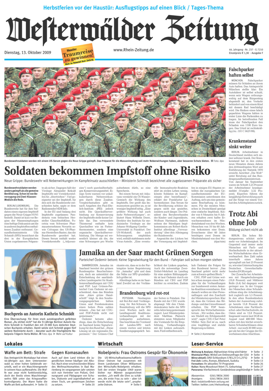 Westerwälder Zeitung vom Dienstag, 13.10.2009