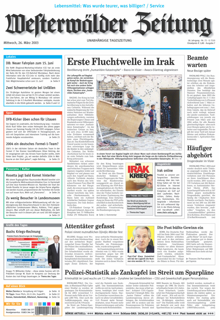 Westerwälder Zeitung vom Mittwoch, 26.03.2003