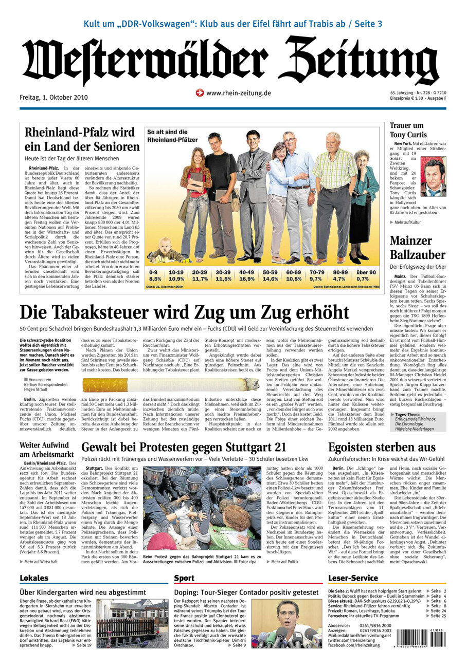 Westerwälder Zeitung vom Freitag, 01.10.2010