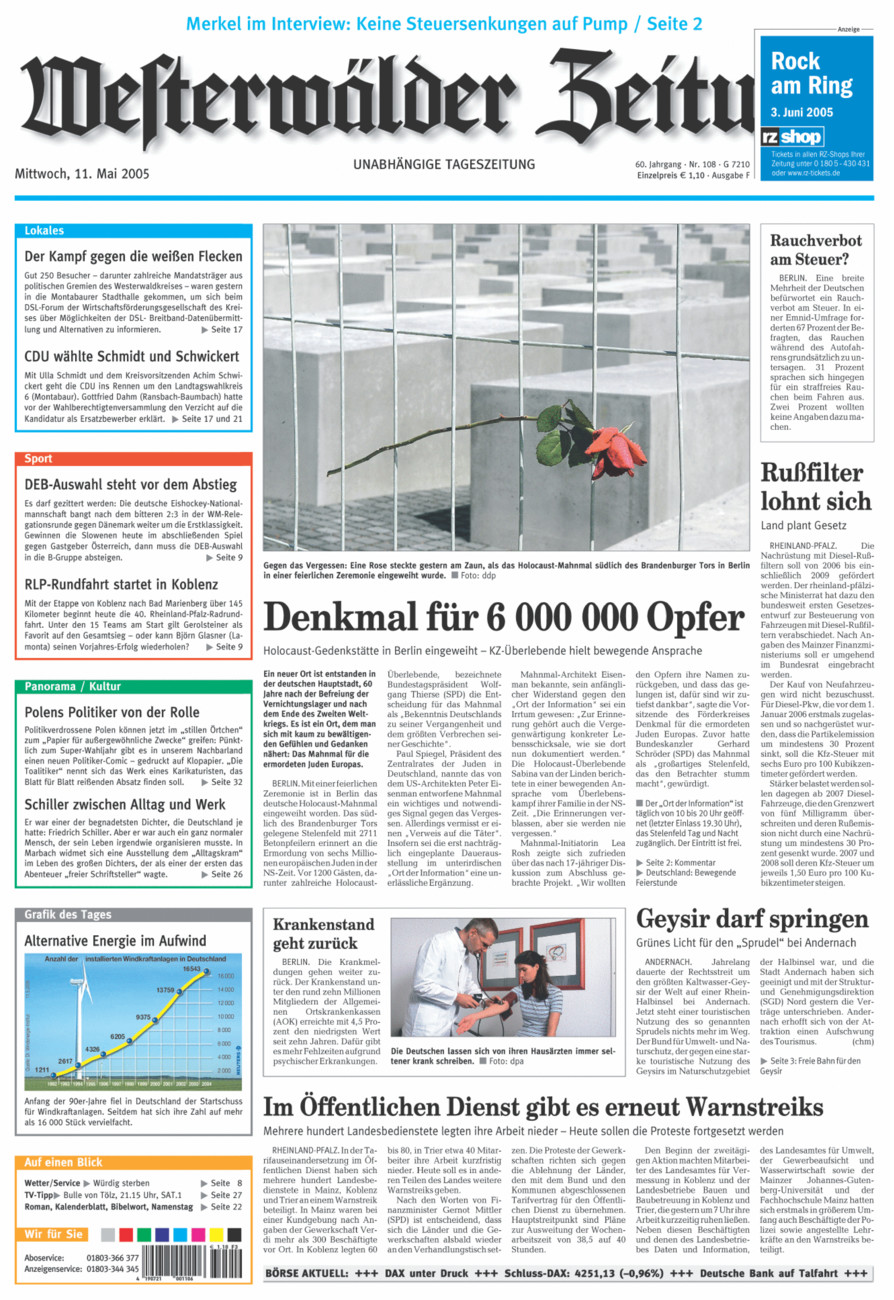 Westerwälder Zeitung vom Mittwoch, 11.05.2005