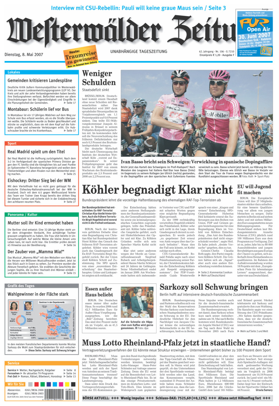 Westerwälder Zeitung vom Dienstag, 08.05.2007