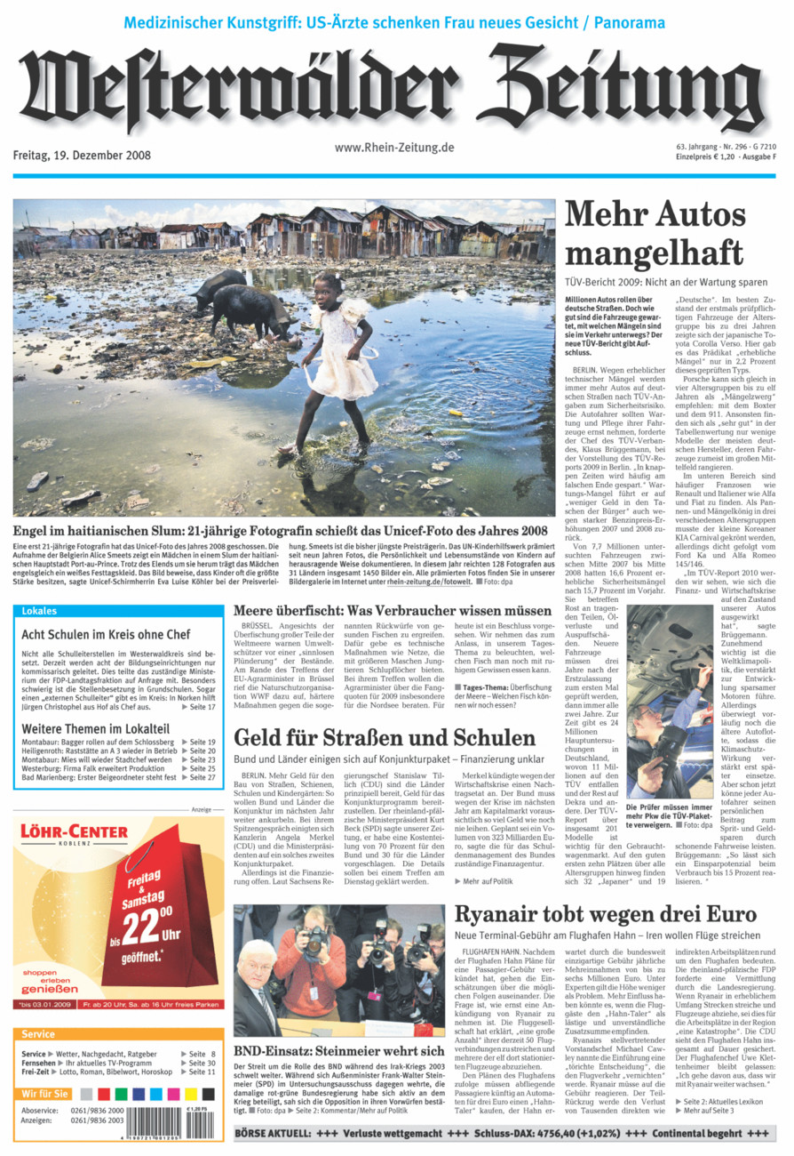 Westerwälder Zeitung vom Freitag, 19.12.2008