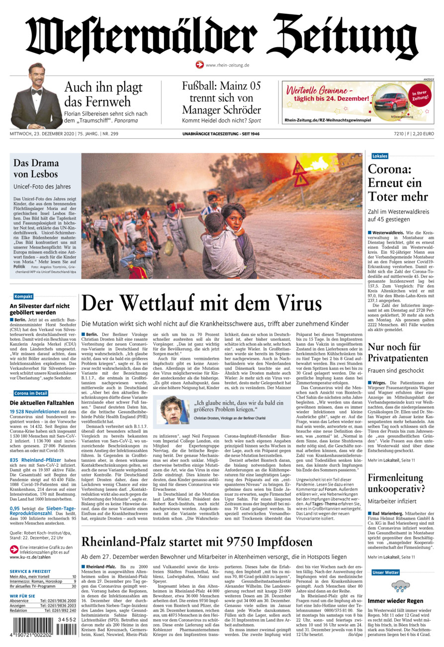 Westerwälder Zeitung vom Mittwoch, 23.12.2020