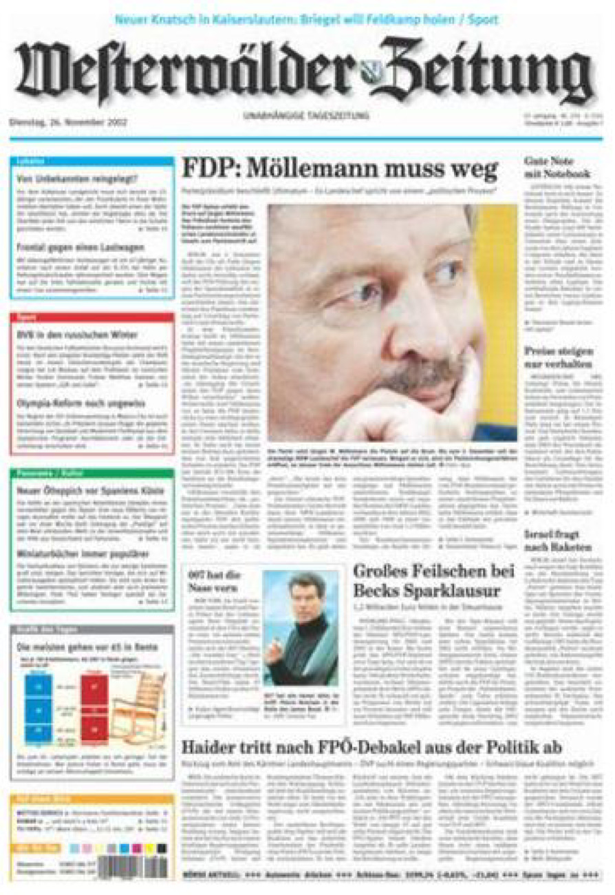 Westerwälder Zeitung vom Dienstag, 26.11.2002
