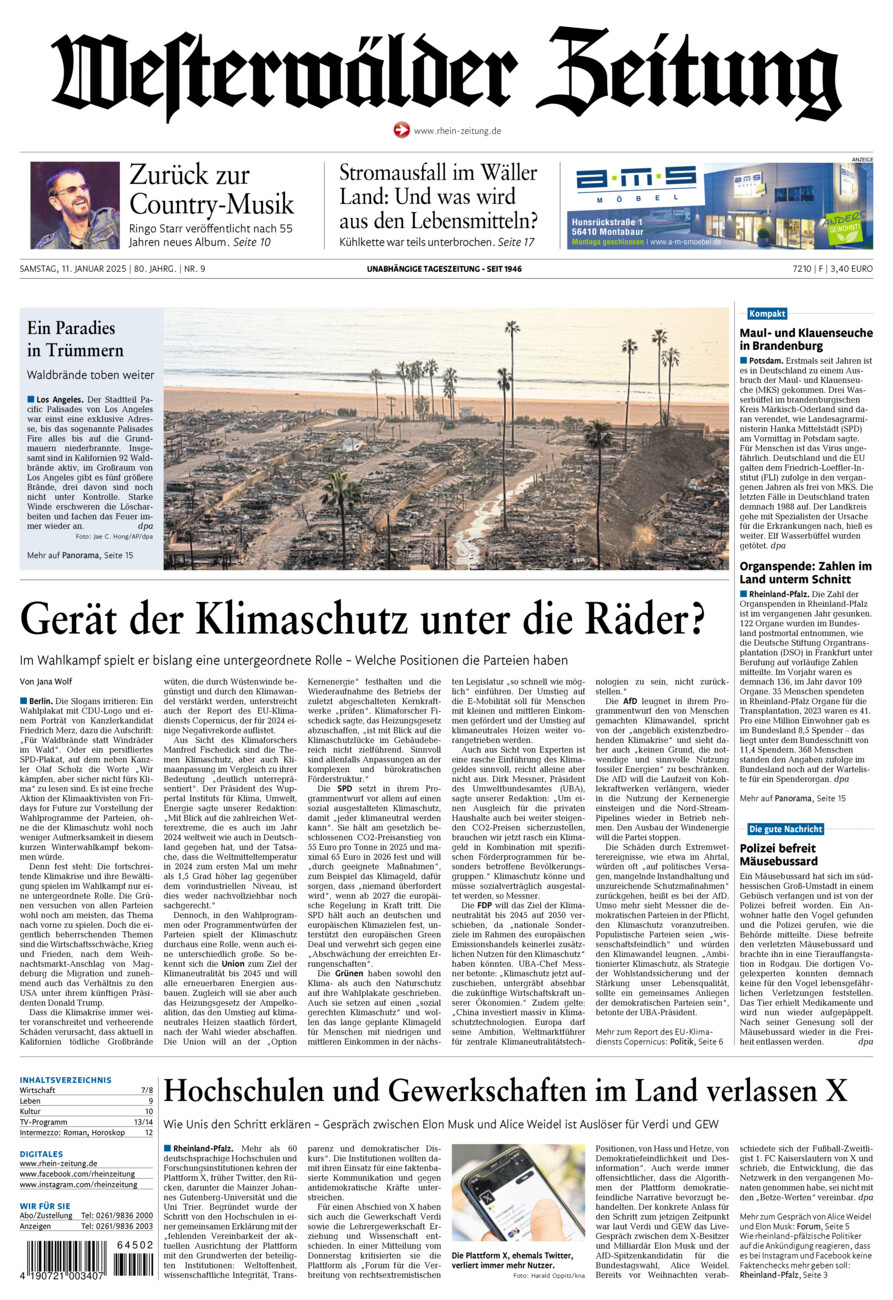 Westerwälder Zeitung vom Samstag, 11.01.2025