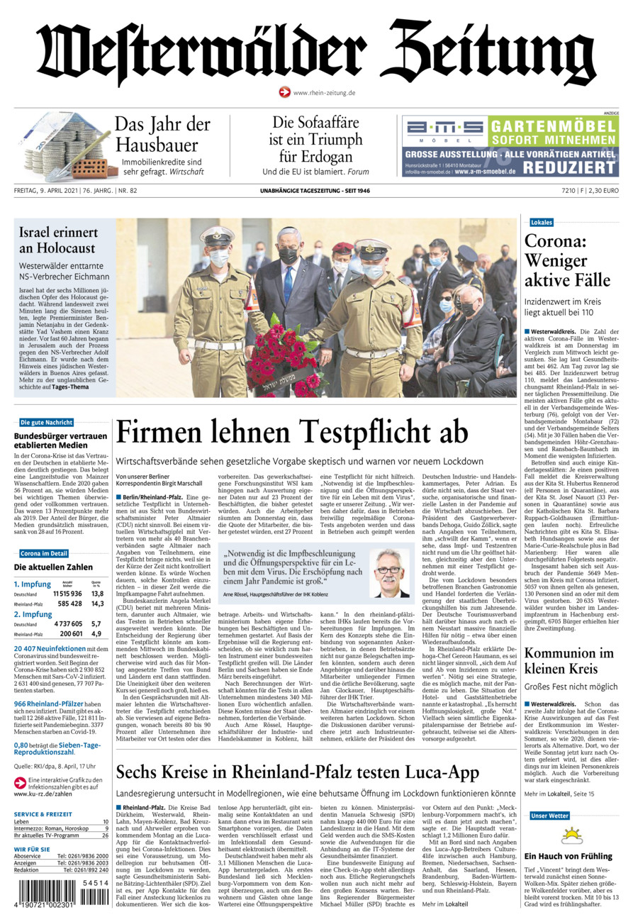 Westerwälder Zeitung vom Freitag, 09.04.2021