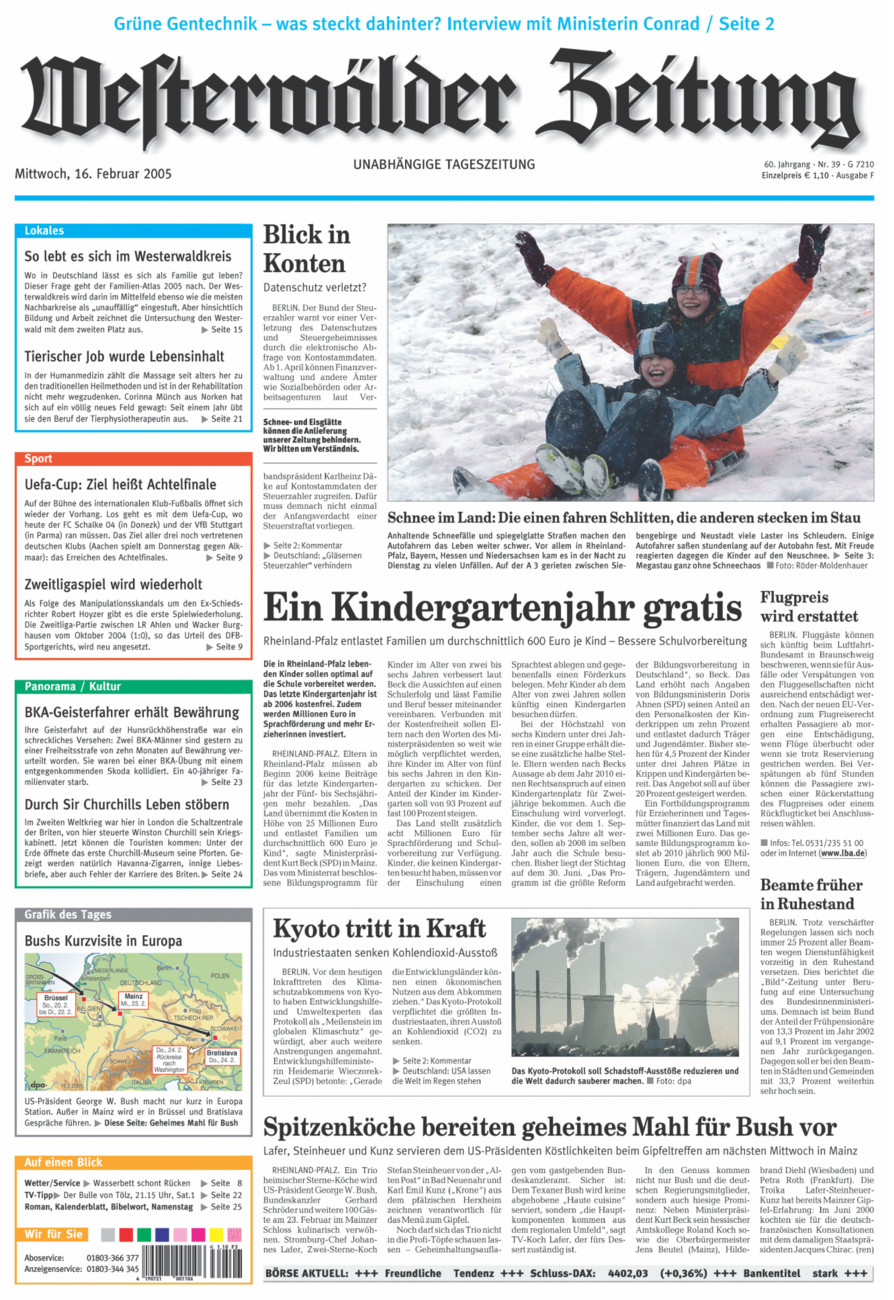 Westerwälder Zeitung vom Mittwoch, 16.02.2005