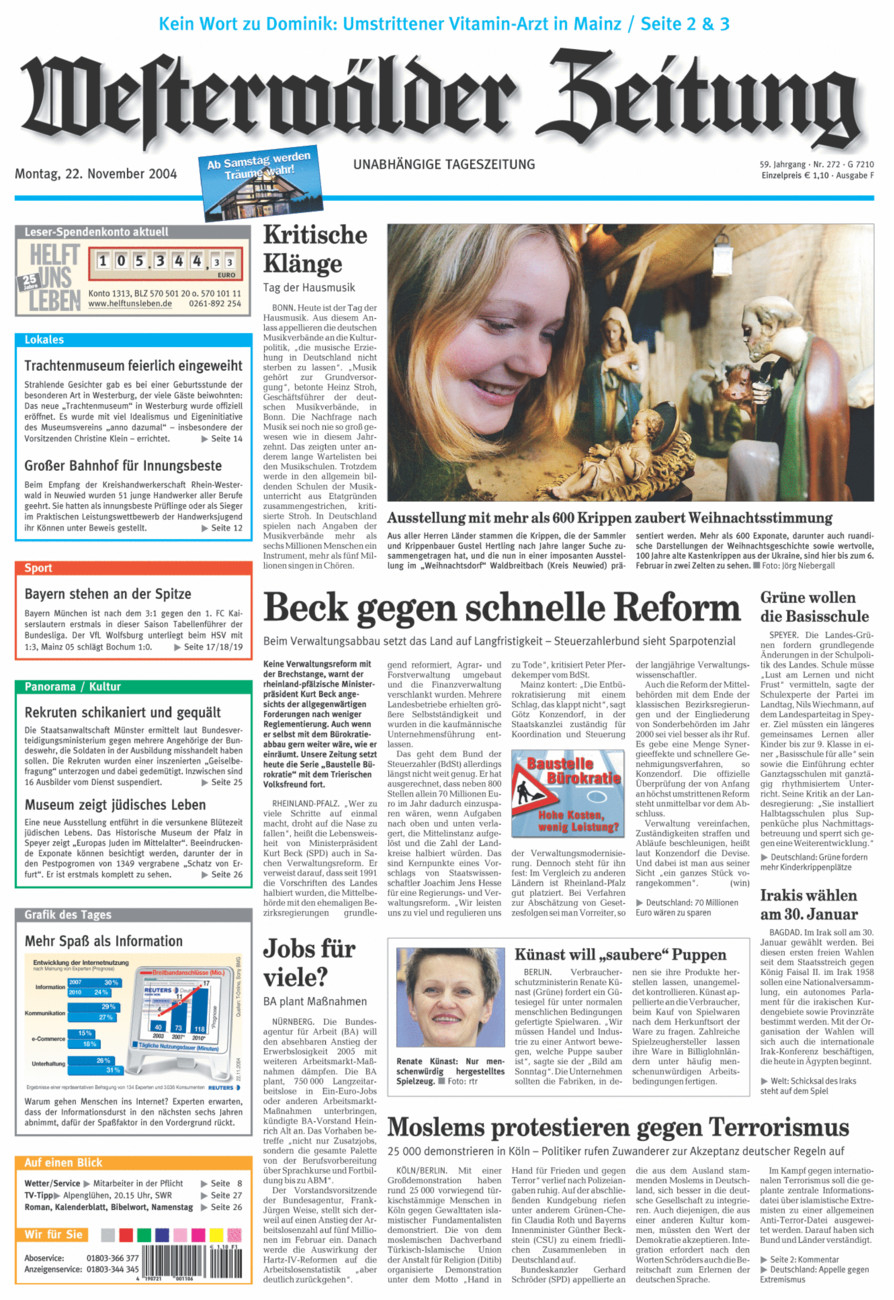 Westerwälder Zeitung vom Montag, 22.11.2004