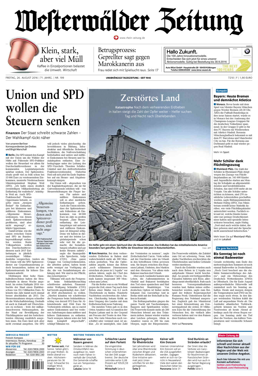 Westerwälder Zeitung vom Freitag, 26.08.2016
