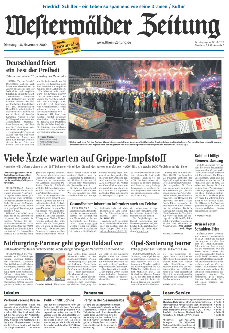 Westerwälder Zeitung vom Dienstag, 10.11.2009