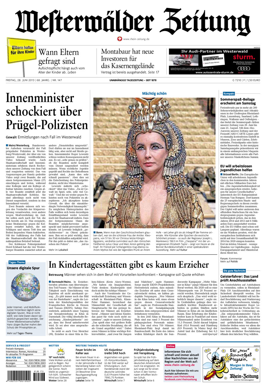 Westerwälder Zeitung vom Freitag, 28.06.2013