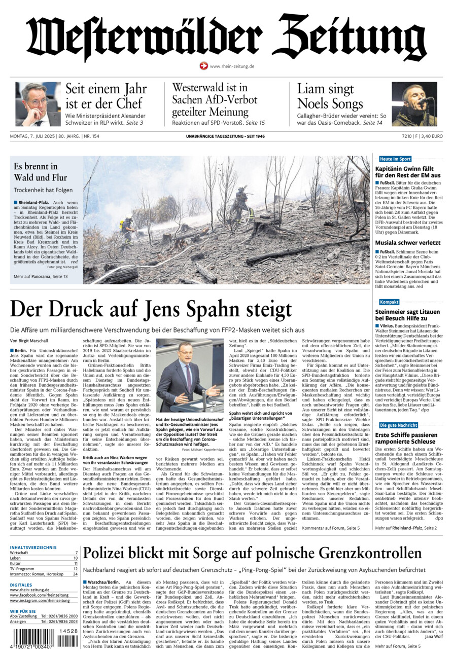 Westerwälder Zeitung vom Montag, 07.07.2025