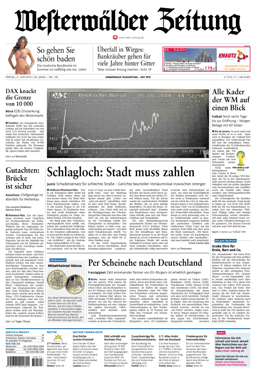 Westerwälder Zeitung vom Freitag, 06.06.2014