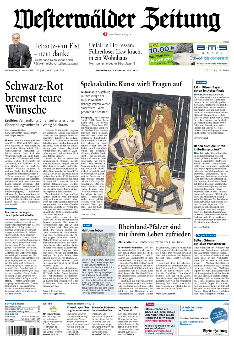 Westerwälder Zeitung vom Mittwoch, 06.11.2013