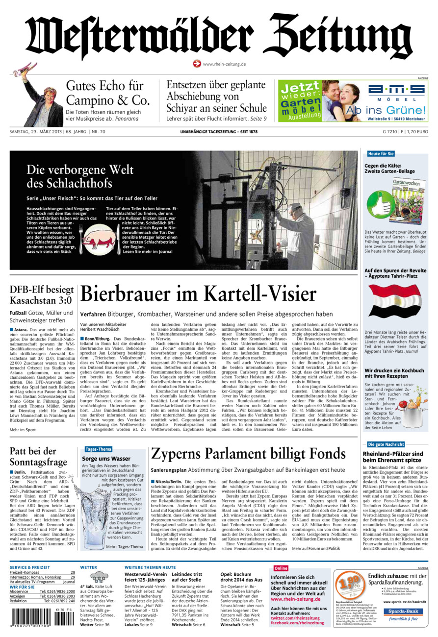 Westerwälder Zeitung vom Samstag, 23.03.2013