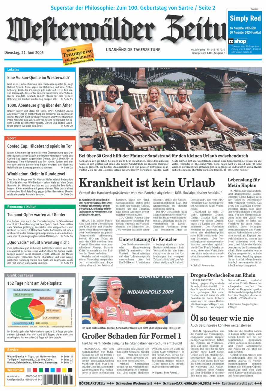 Westerwälder Zeitung vom Dienstag, 21.06.2005