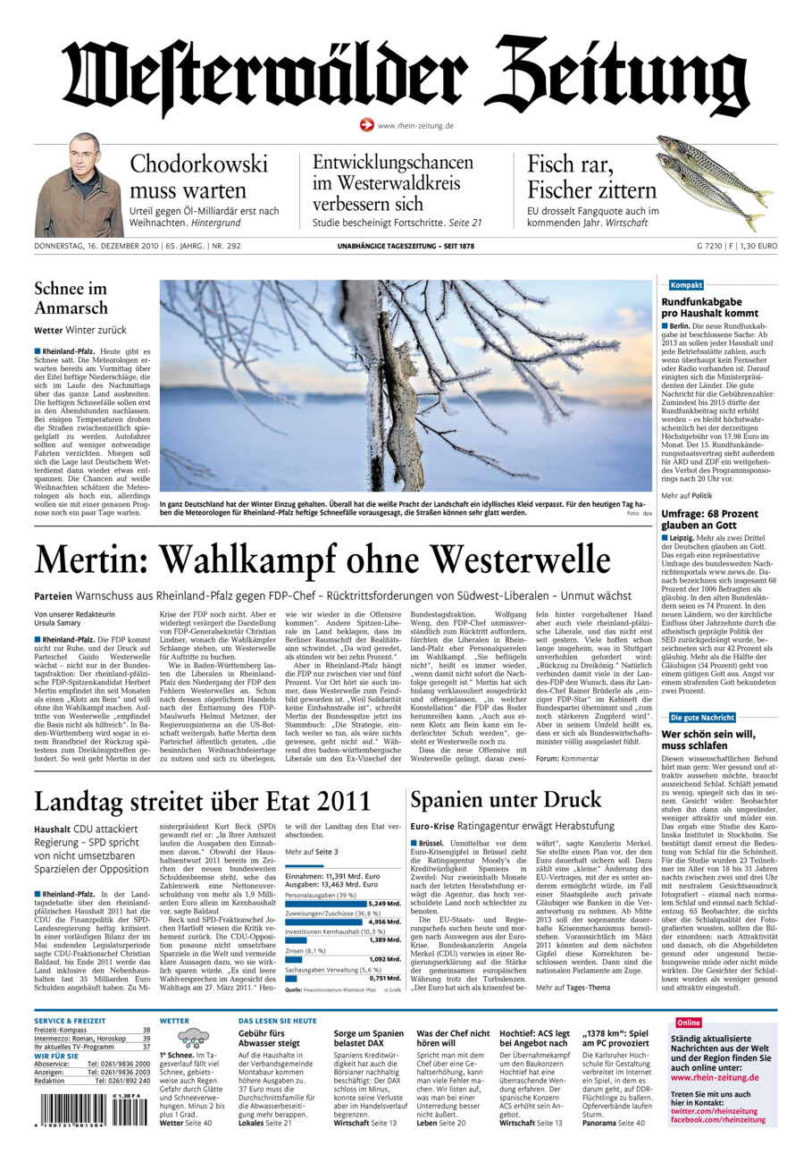 Westerwälder Zeitung vom Donnerstag, 16.12.2010