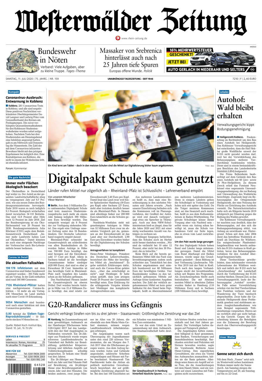 Westerwälder Zeitung vom Samstag, 11.07.2020