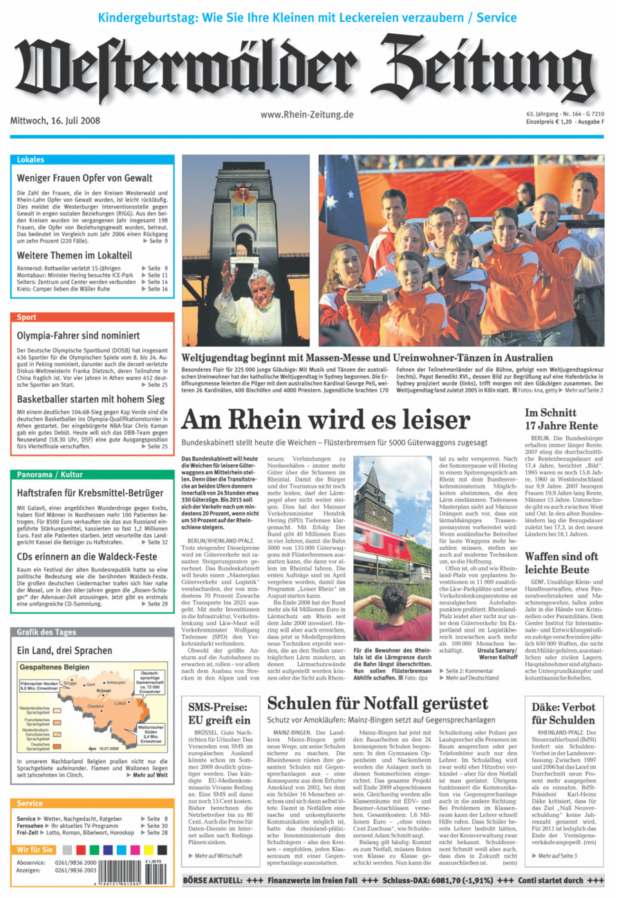 Westerwälder Zeitung vom Mittwoch, 16.07.2008