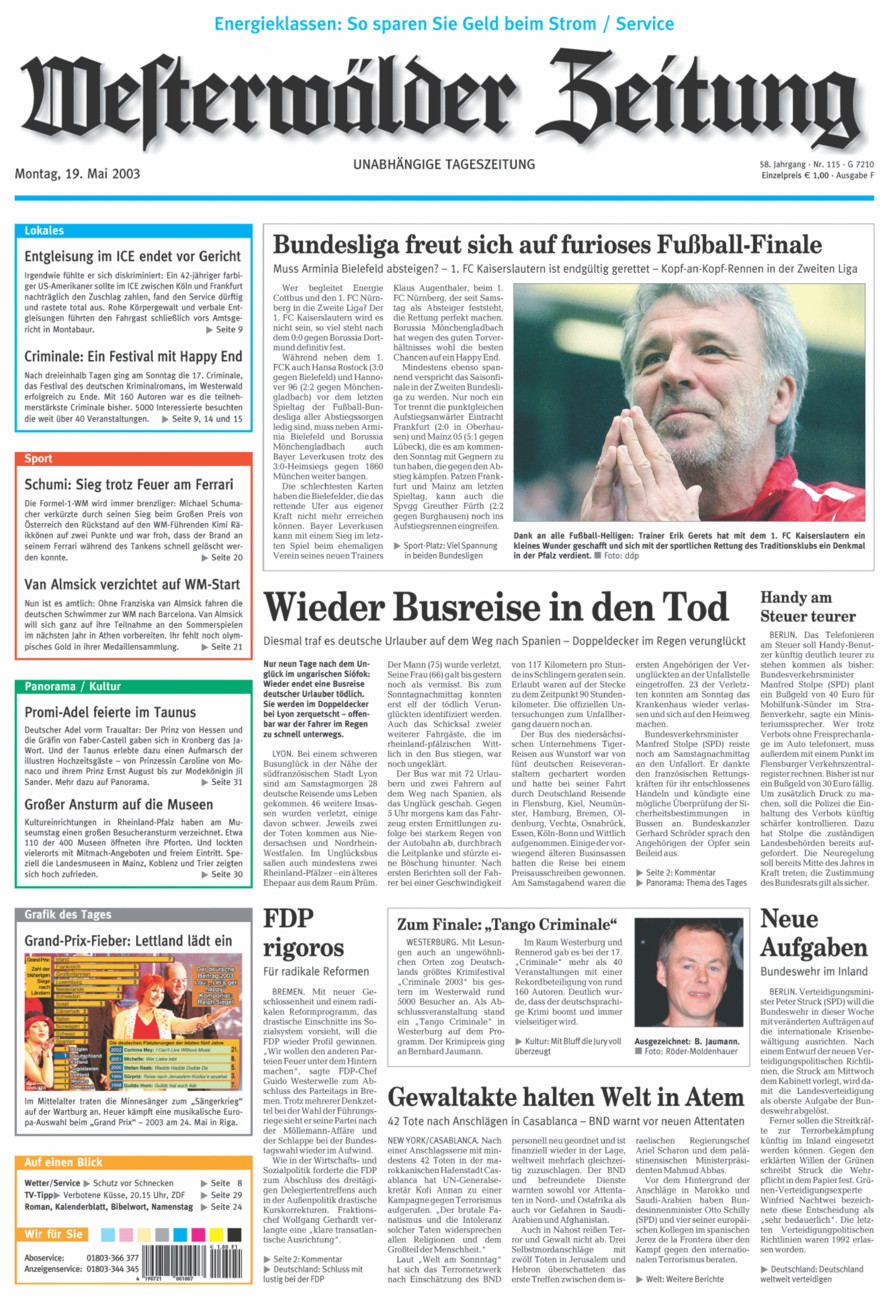 Westerwälder Zeitung vom Montag, 19.05.2003