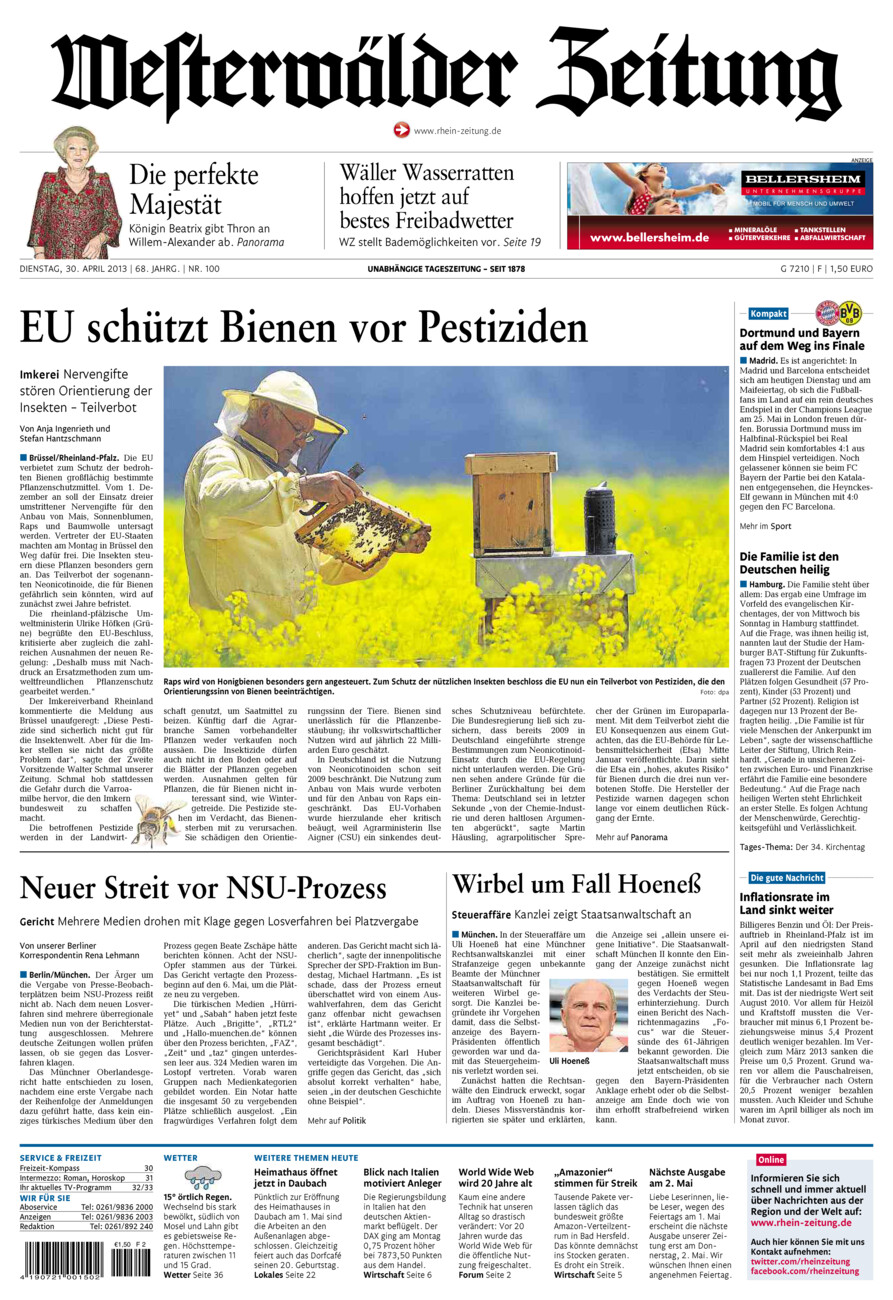 Westerwälder Zeitung vom Dienstag, 30.04.2013