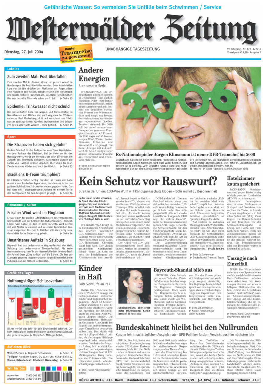Westerwälder Zeitung vom Dienstag, 27.07.2004