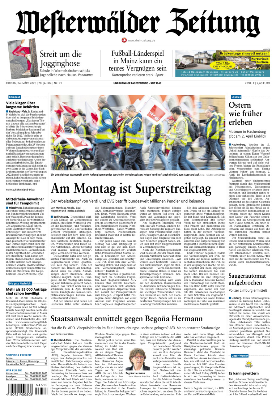 Westerwälder Zeitung vom Freitag, 24.03.2023