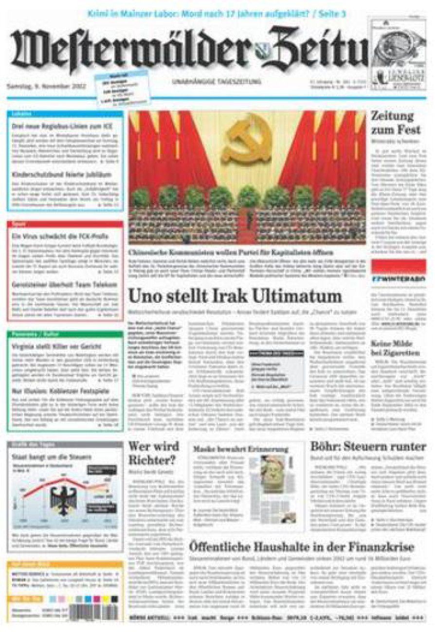 Westerwälder Zeitung vom Samstag, 09.11.2002