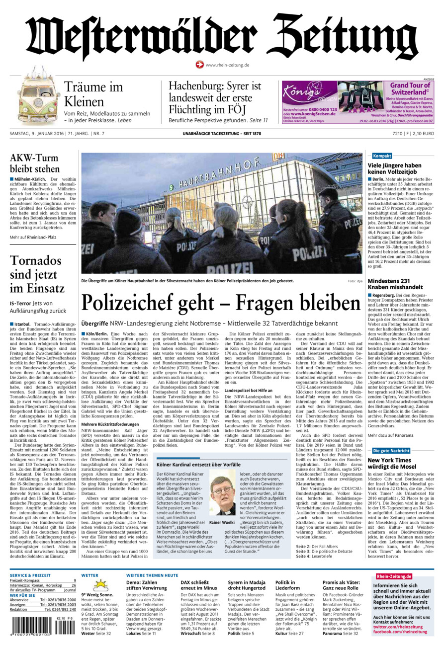 Westerwälder Zeitung vom Samstag, 09.01.2016