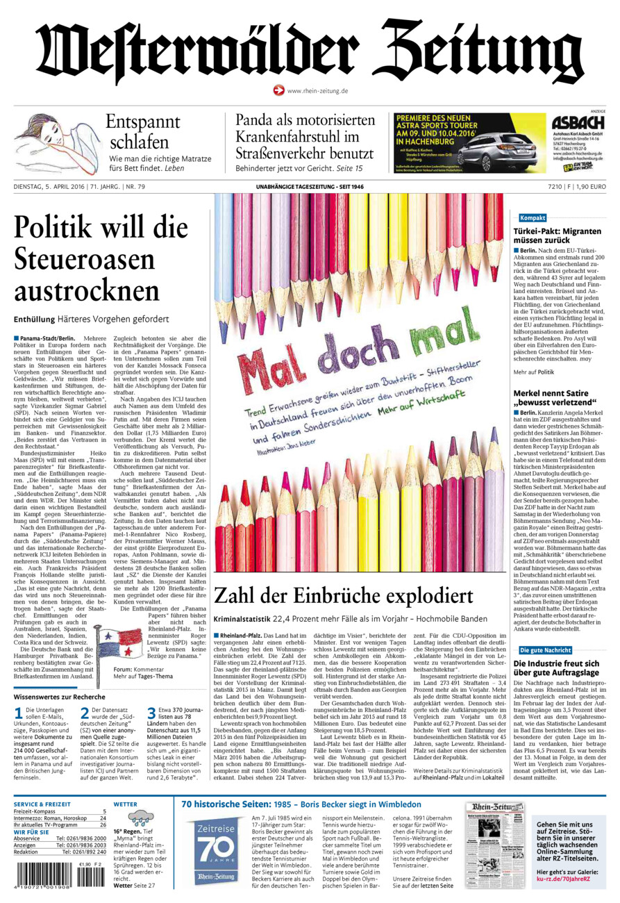 Westerwälder Zeitung vom Dienstag, 05.04.2016