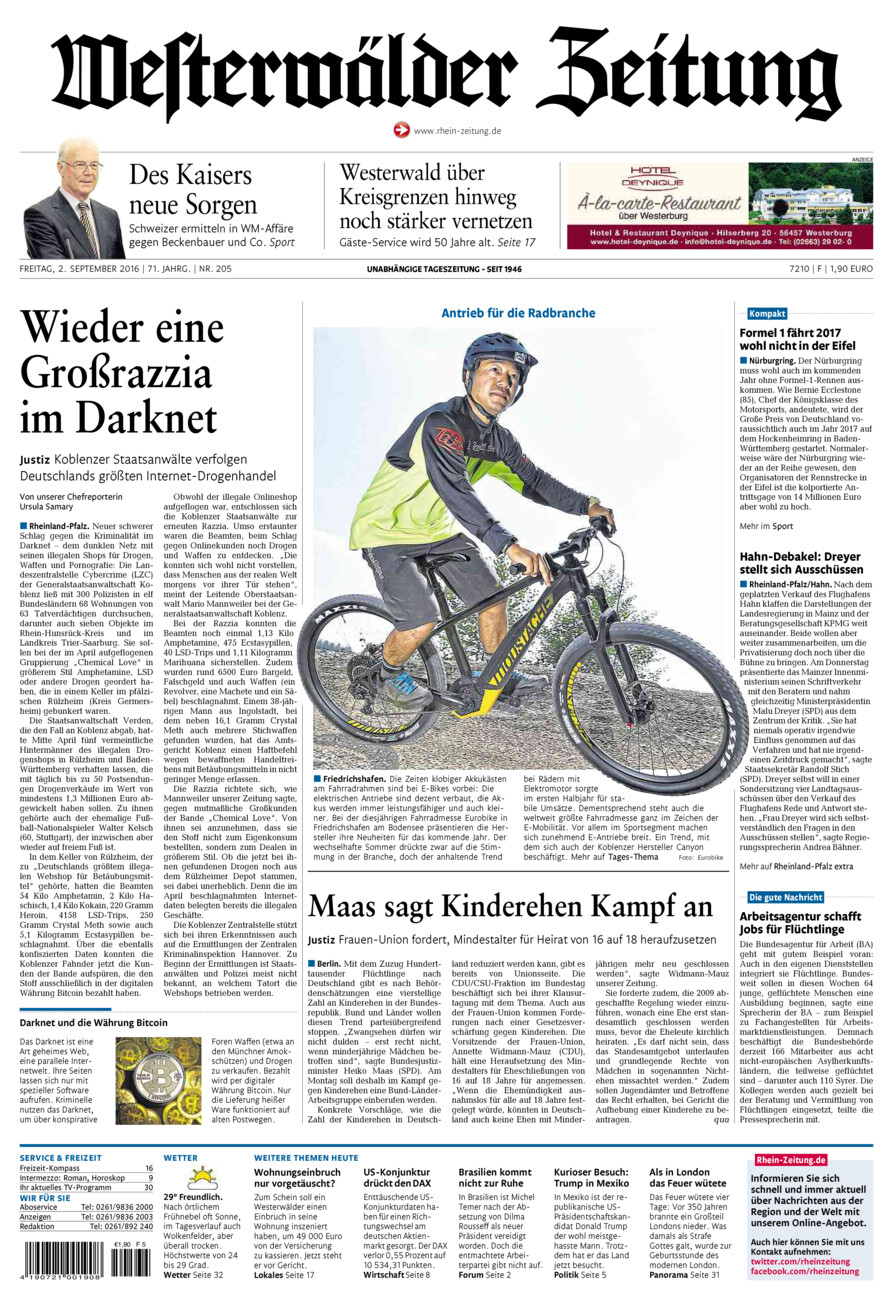 Westerwälder Zeitung vom Freitag, 02.09.2016