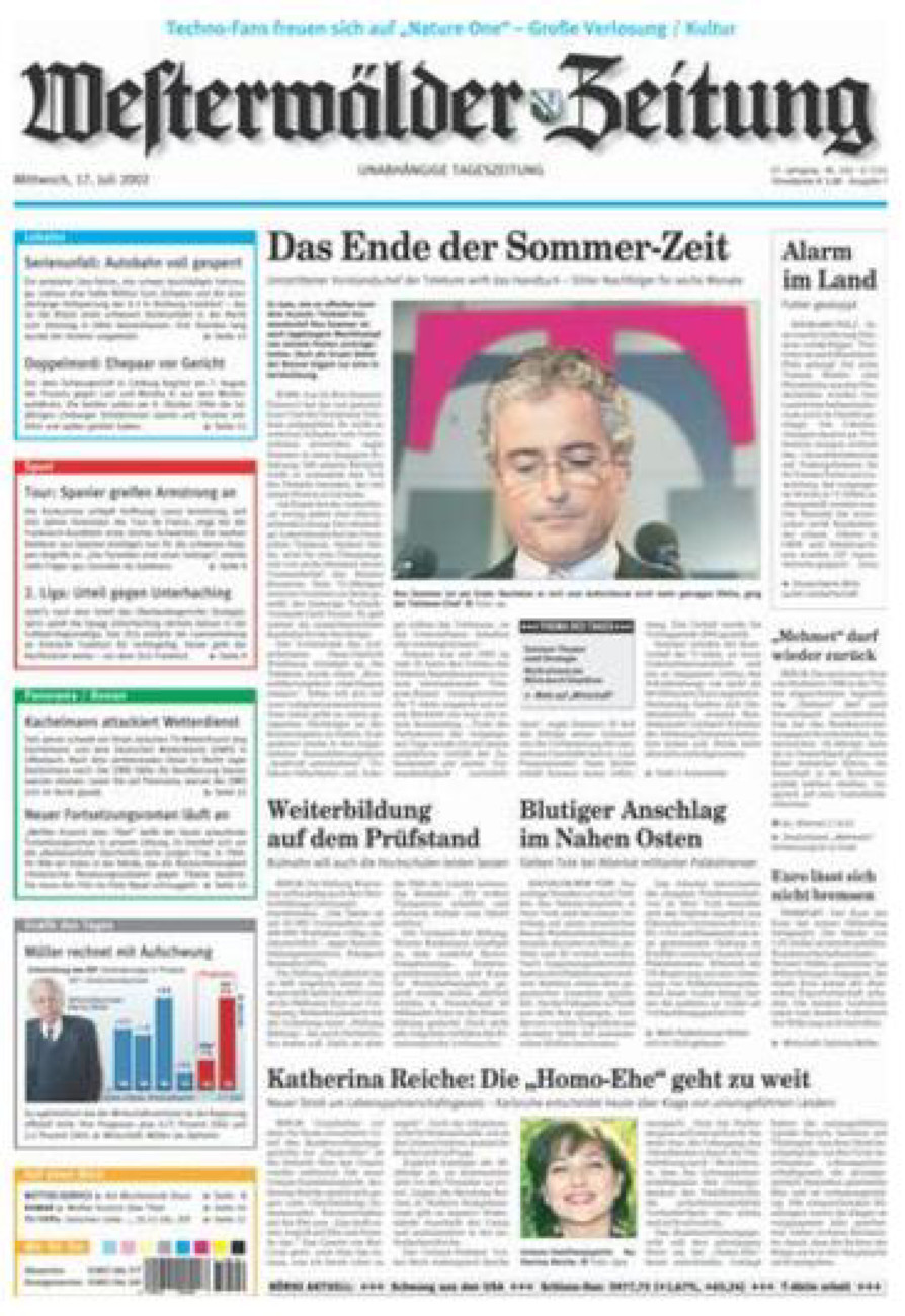 Westerwälder Zeitung vom Mittwoch, 17.07.2002