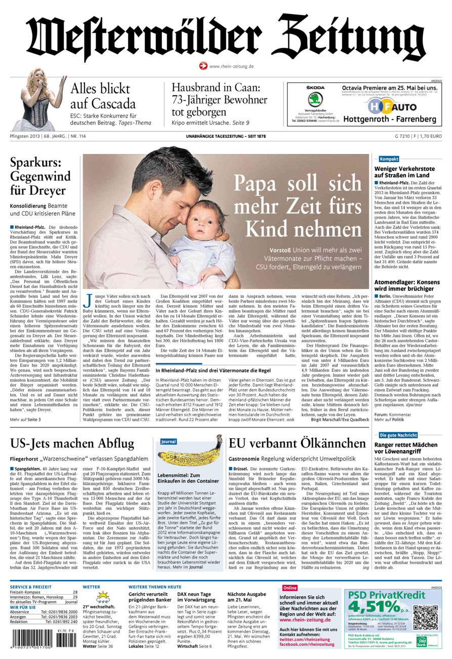 Westerwälder Zeitung vom Samstag, 18.05.2013