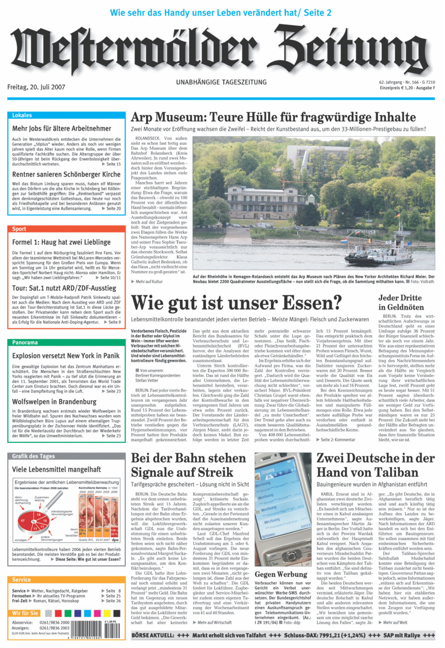 Westerwälder Zeitung vom Freitag, 20.07.2007