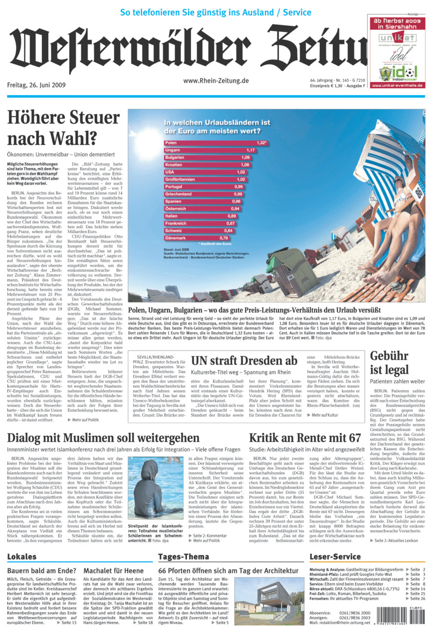 Westerwälder Zeitung vom Freitag, 26.06.2009