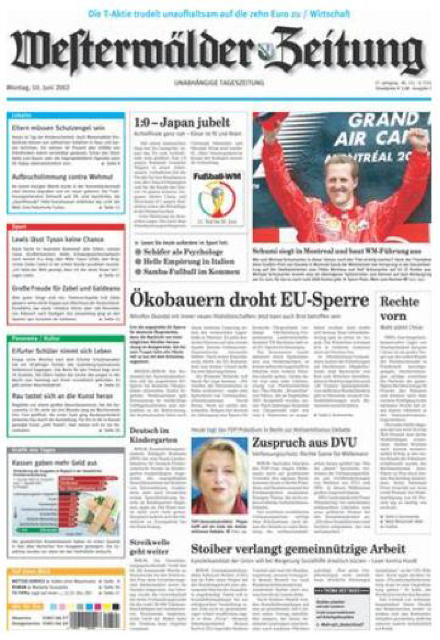 Westerwälder Zeitung vom Montag, 10.06.2002