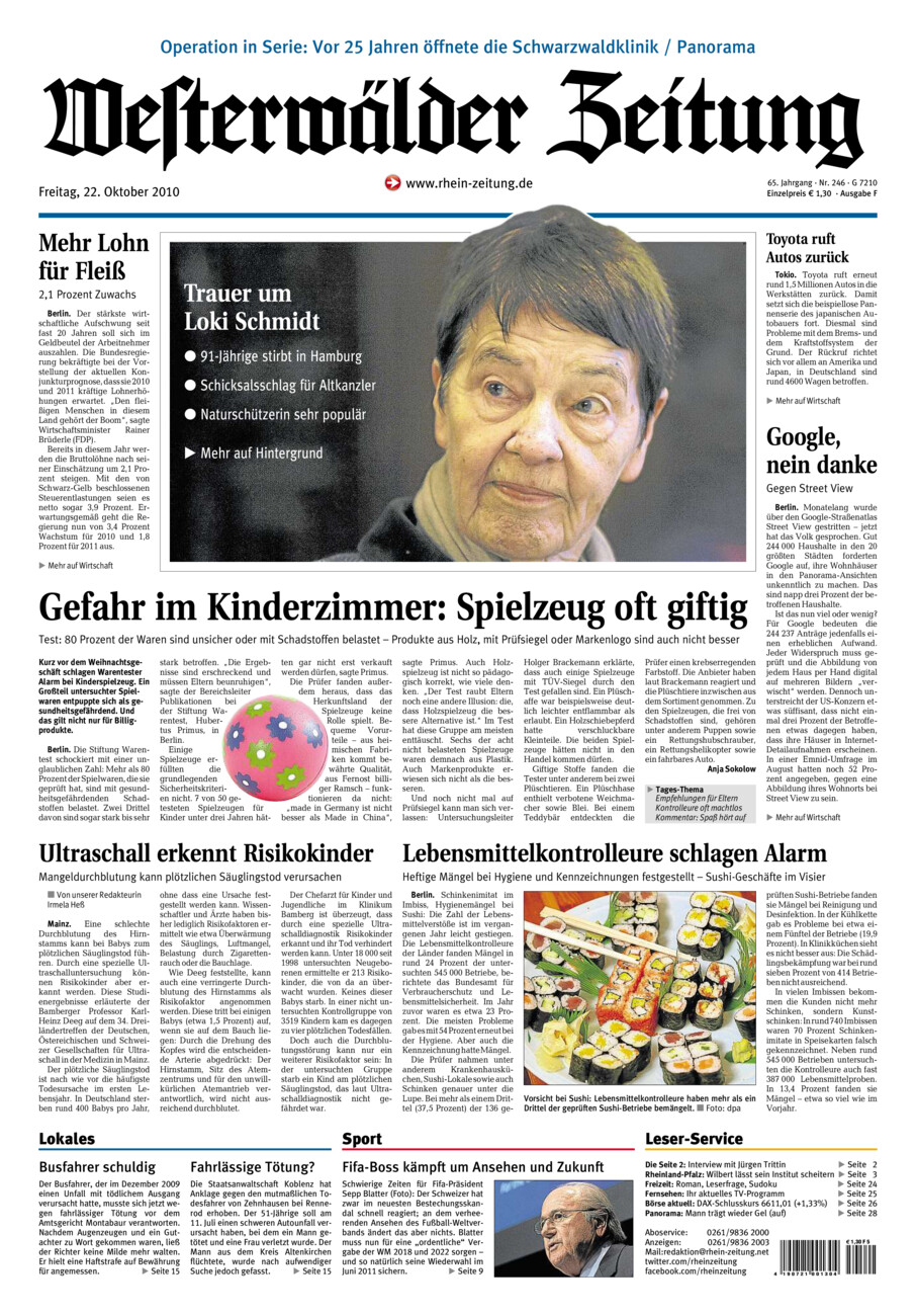 Westerwälder Zeitung vom Freitag, 22.10.2010