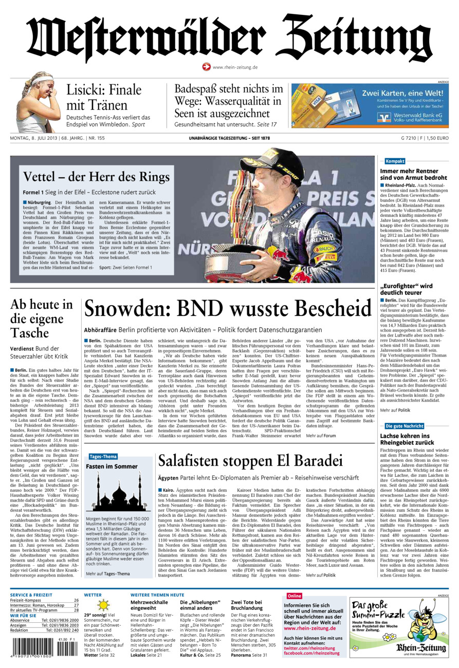 Westerwälder Zeitung vom Montag, 08.07.2013