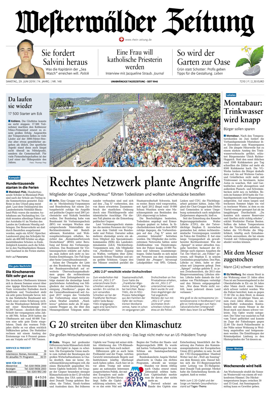 Westerwälder Zeitung vom Samstag, 29.06.2019
