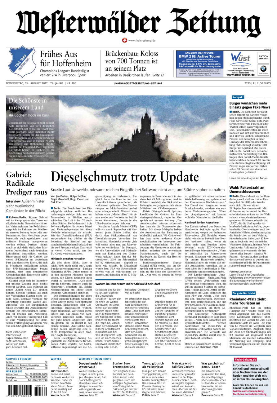 Westerwälder Zeitung vom Donnerstag, 24.08.2017