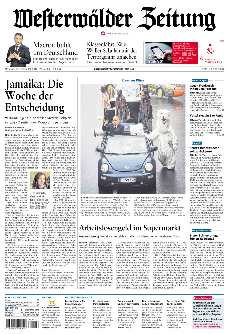 Westerwälder Zeitung vom Montag, 13.11.2017