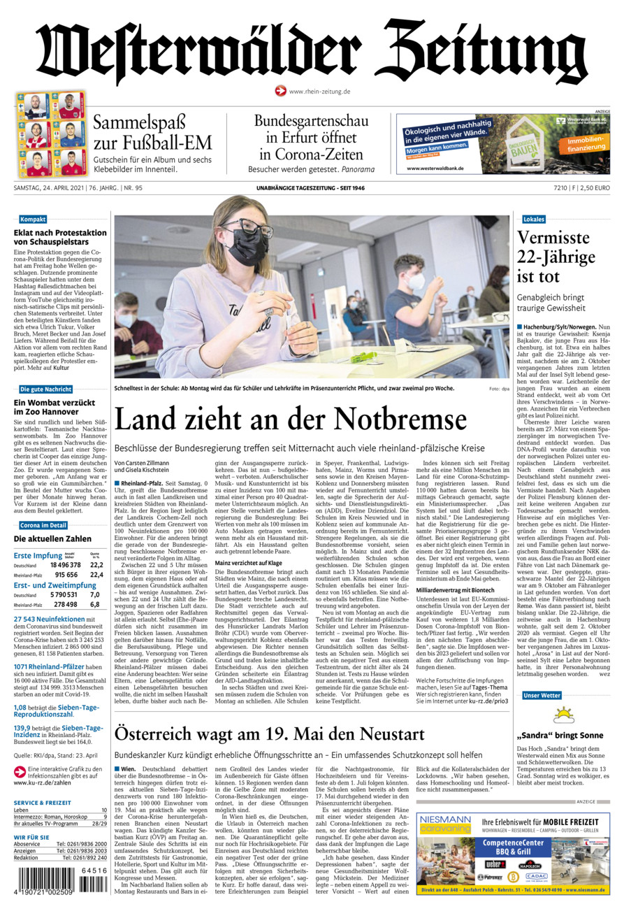 Westerwälder Zeitung vom Samstag, 24.04.2021