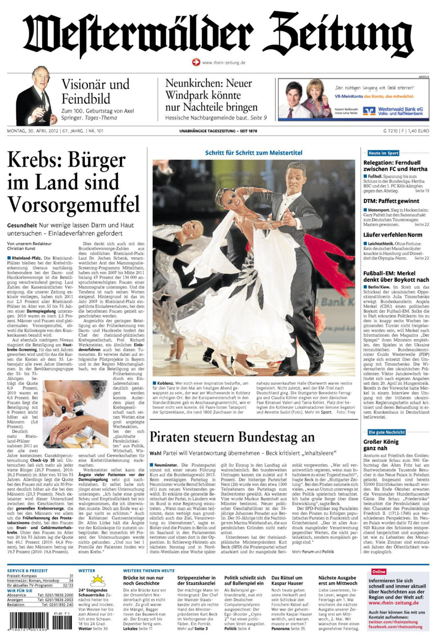 Westerwälder Zeitung vom Montag, 30.04.2012