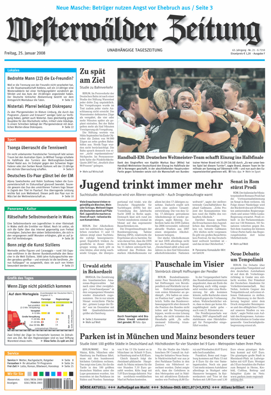 Westerwälder Zeitung vom Freitag, 25.01.2008